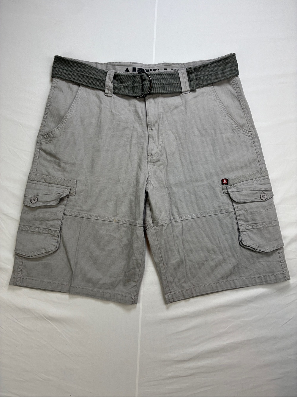 Airwalk Light Gray Men's Cargo Shorts with Web Belt 34